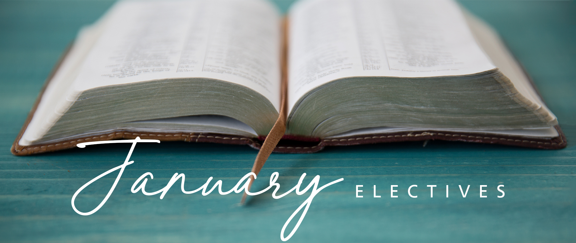 <p>January Elective Studies<br />
Wednesdays,&nbsp;6:30&ndash;8:00 PM<br />
<em>Register now!&nbsp;</em></p>
